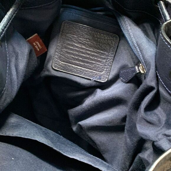 Coach Mickey Drawstring NavyBlue Pebbled Leather Bucket Convertible Shoulder Bag - Picture 10 of 15